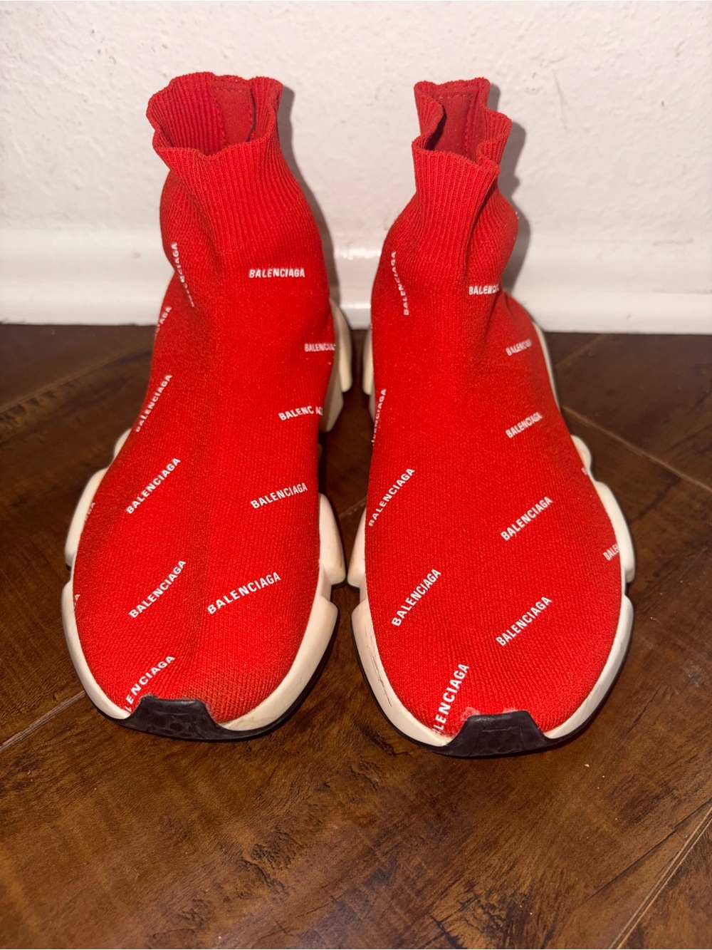 Balenciaga Speed Trainer All Over Logo sneakers in a red and white Women size 35